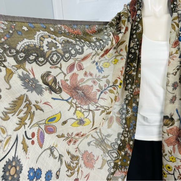 ARHAUS JEWELS wool and silk SCARF BOHO CHIC floral Paisley Bohemian artsy woodsy - Picture 2 of 6